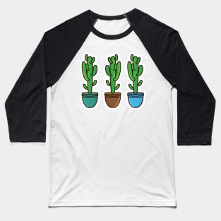 Set Of Green Cactus Plant In Vase Sticker vector illustration. Healthcare and Nature object icon concept. desert green cactus plant vector sticker design. Home plant cactus symbol graphic design. Baseball T-Shirt